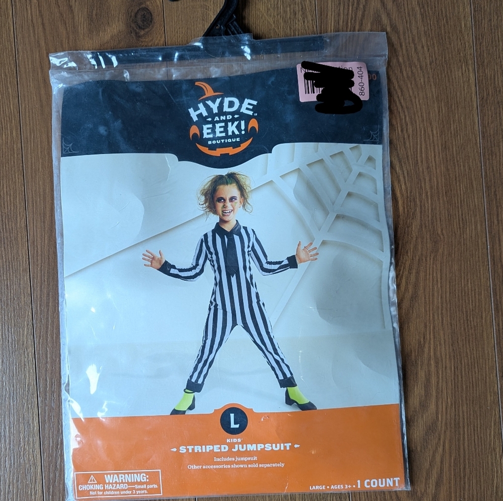 Hyde & Eek! Black & White Striped Jumpsuit Children's Large NIB